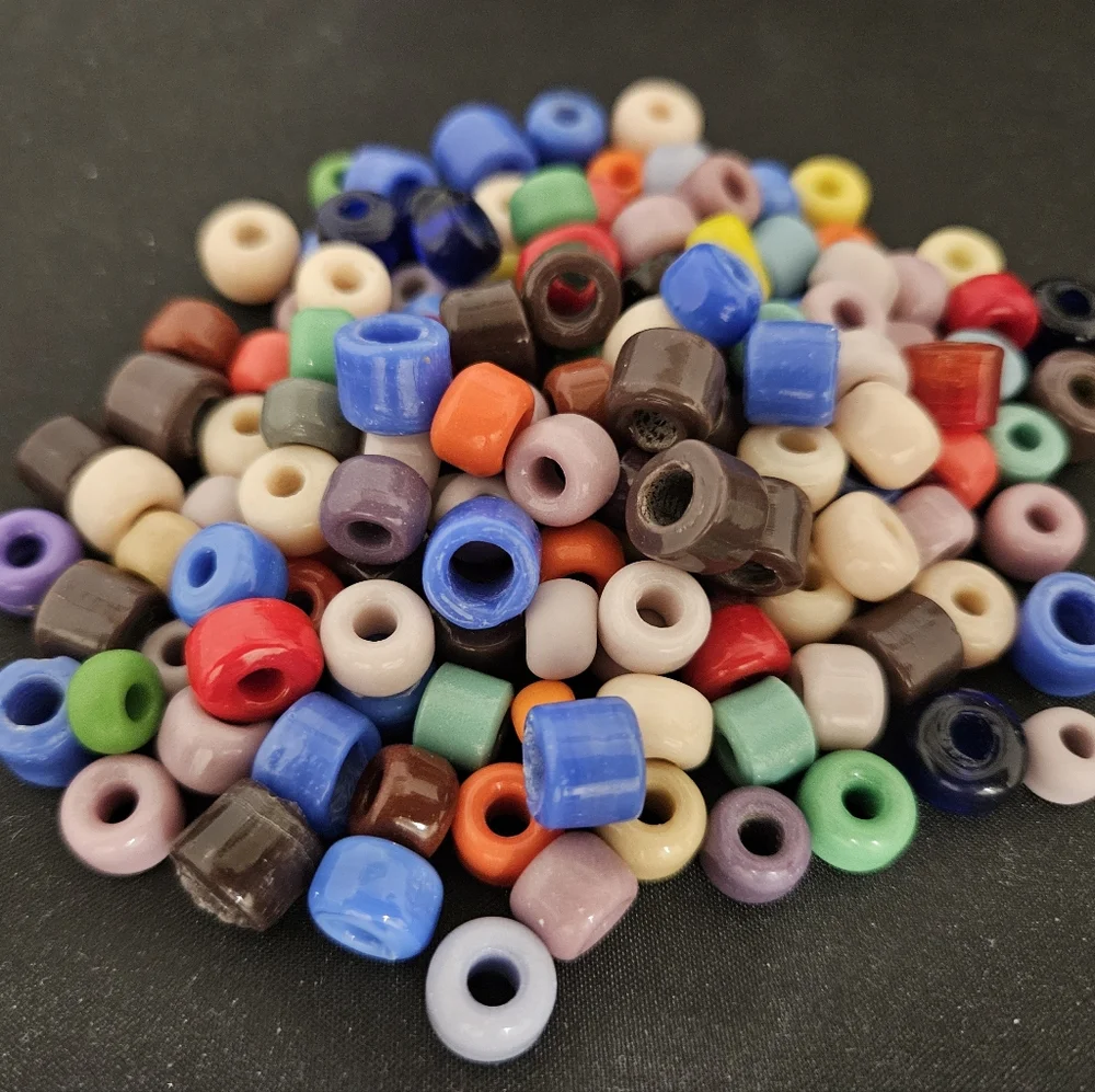 125+ BEADS mixed glass crow assorted colors NEW vintage handmade Last Set!